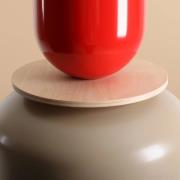 Hængelampe Uto, beige/rød, metalskærm