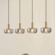 Lindby hængelampe Hildur, 4 lyskilder, 118 cm, røgfarvet grå, glas