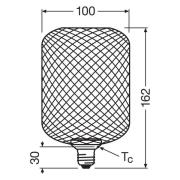 OSRAM Decor LED Flat Square E27 3,5W sort 2.700K metal