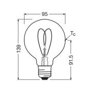 OSRAM LED Vintage G95 E27 7,2W 927 Heart Filament klar dæmpbar