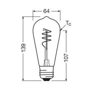 OSRAM LED Vintage ST64 E27 3,4W 927 Spiral Filament clear