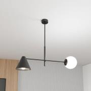 Hermes loftlampe, 2 lyskilder, sort, glas, 70 cm, E14