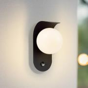 Lindby udendørs LED-væglampe Lacie, sensor, sort/hvid, aluminium