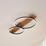 Lindby LED-loftlampe Galad, sort, træ, 2 lyskilder, 75 cm