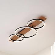 Lindby LED-loftlampe Galad, sort, træ, 3 lyskilder, 98 cm