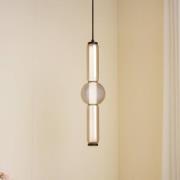 Lucande LED-hængelampe Savete, røggrå, glas, Ø 12 cm