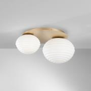 Ripple loftslampe, guldfarvet/opal, 2-lys