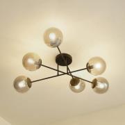 Lindby loftlampe Isamer, røggrå, Ø 80 cm, kugle