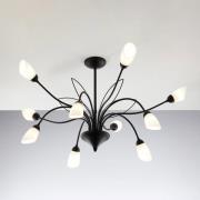 Gloriosa loftlampe, glas, sort, 10 lyskilder