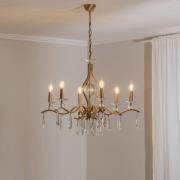Lysekrone Elizabeth Ø80cm metal/krystal 6flg. antik guld