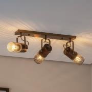 Loftlampe Albrecht antik guld længde 60 cm metal/træ 3flg.