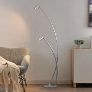 Lucande Velanoris gulvlampe, 2 lyskilder, børstet aluminium