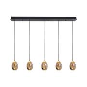 Hængelampe Golden Egg, rav/guld, længde 107 cm, 5 lyskilder af glas