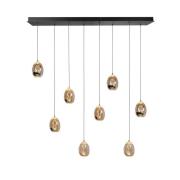 Hængelampe Golden Egg, rav/guld, længde 115 cm, 8 lyskilder af glas