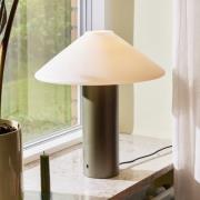 Hübsch Orbit bordlampe, mørkegrøn, hvid, jern, glas