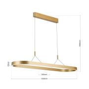 Carrara LED-hængelampe, mat guld, højdejusterbar, CCT