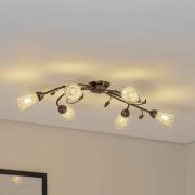 Loftlampe Liliana, 6 lyskilder, sort, rødguld, metal