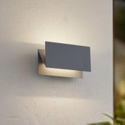Lucande udendørs LED-væglampe Meja, grå, aluminium, 27 cm, IP54