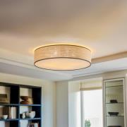 Loftslampe Tubo, tekstilskærm, beige, Ø 58cm