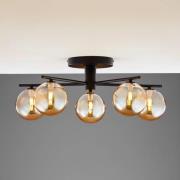 Prato loftlampe, sort/amber, glas, 5 lyskilder
