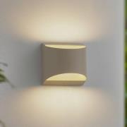 Lindby udendørs LED-væglampe Lenore, beige, metal, 13,5 cm