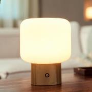 Lucande LED-batteridrevet bordlampe Katrin Palme, beige, glas