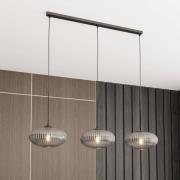 Spisebordslampe Coco, længde 115 cm, sort/røggrå, 3 lyskilder.