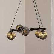Libra stuelampe, røggrå/sort, Ø 70 cm, 5 lyskilder.
