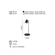 Lumen bordlampe, sort/guld antik, højde 42 cm, metal