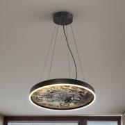 Stone LED-hængelampe, Ø 60 cm, CCT, sort, metal, akryl
