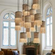 MARKET SET hængelampe Formentera, Ø 70 cm, palmefibre 16-flg.