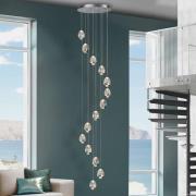LED-hængelampe Rocio, 14-lys krom ophæng 500 cm dæmpbar