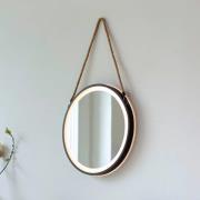 LED-vægspegel VIDRO, sort, Ø 40 cm, powerbank, hængende