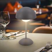 LED-bordlampe med batteri Kugle, antracit, metal, IP44, dæmpbar.