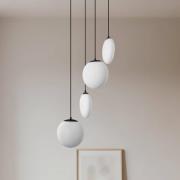Lucande hængelampe Lunelle, hvid/sort, glas, 4 lyskilder, Ø 40cm