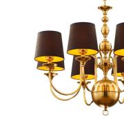 Lysekrone Baranio, messingfarvet/sort, Ø 100 cm 8 lyskilder.