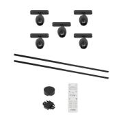 Lumaro skinnesystem, spots,5 lyskilder,sort,Ø6cm,48V,dæmpbar