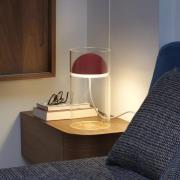 Oluce LED-bordlampe Medusa, rød, glas, højde 30 cm