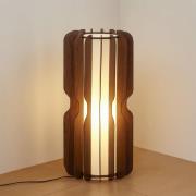 Lucande gulvlampe Juneta, 75 cm, brun, træ, tekstil