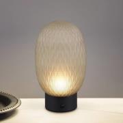 LED-bordlampe Facette, grøn, USB, glas,