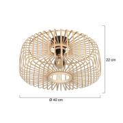 Loftlampe Bloeba, Ø 40 cm, træ, natur, E27