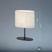 Modena bordlampe, grå, hør, 27 cm høj, E14