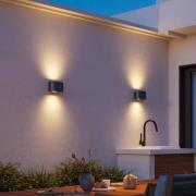 Calex udendørs LED-væglampe Potenza op/ned, IP44, sort/guld