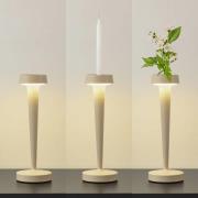 Lucande LED-akku-lysestage Lea, vase, beige, 28 cm