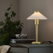 PR Home Bordlampe August, messingfarvet/opal, 34 cm, metal