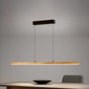 LED-pendellampe Shine-Wood, længde 141 cm, eg/sort CCT