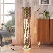 Lindby gulvlampe Joas, 110 cm, papir, tekstil, brun