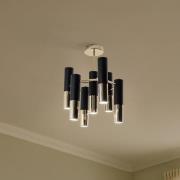 Loftlampe Orino, sort/guld, metal, 7 lyskilder, GU10