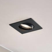 Prios indbygningslampe Fibur, sort, 9 cm, GU10