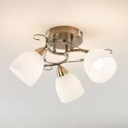 Lindby loftlampe Thaddeus, Ø 44 cm, antik messing, glas